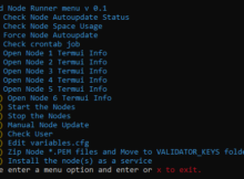 The first version of the Elrond Node Runner menu