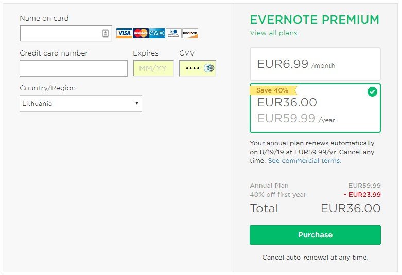 how to cancel evernote premium